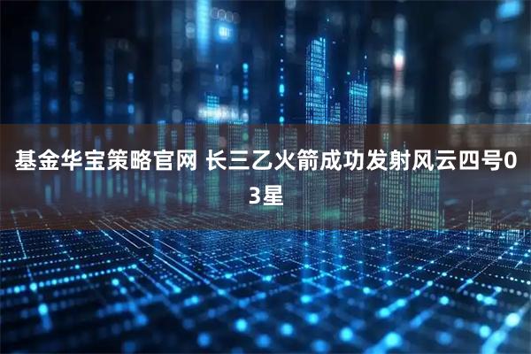 基金华宝策略官网 长三乙火箭成功发射风云四号03星